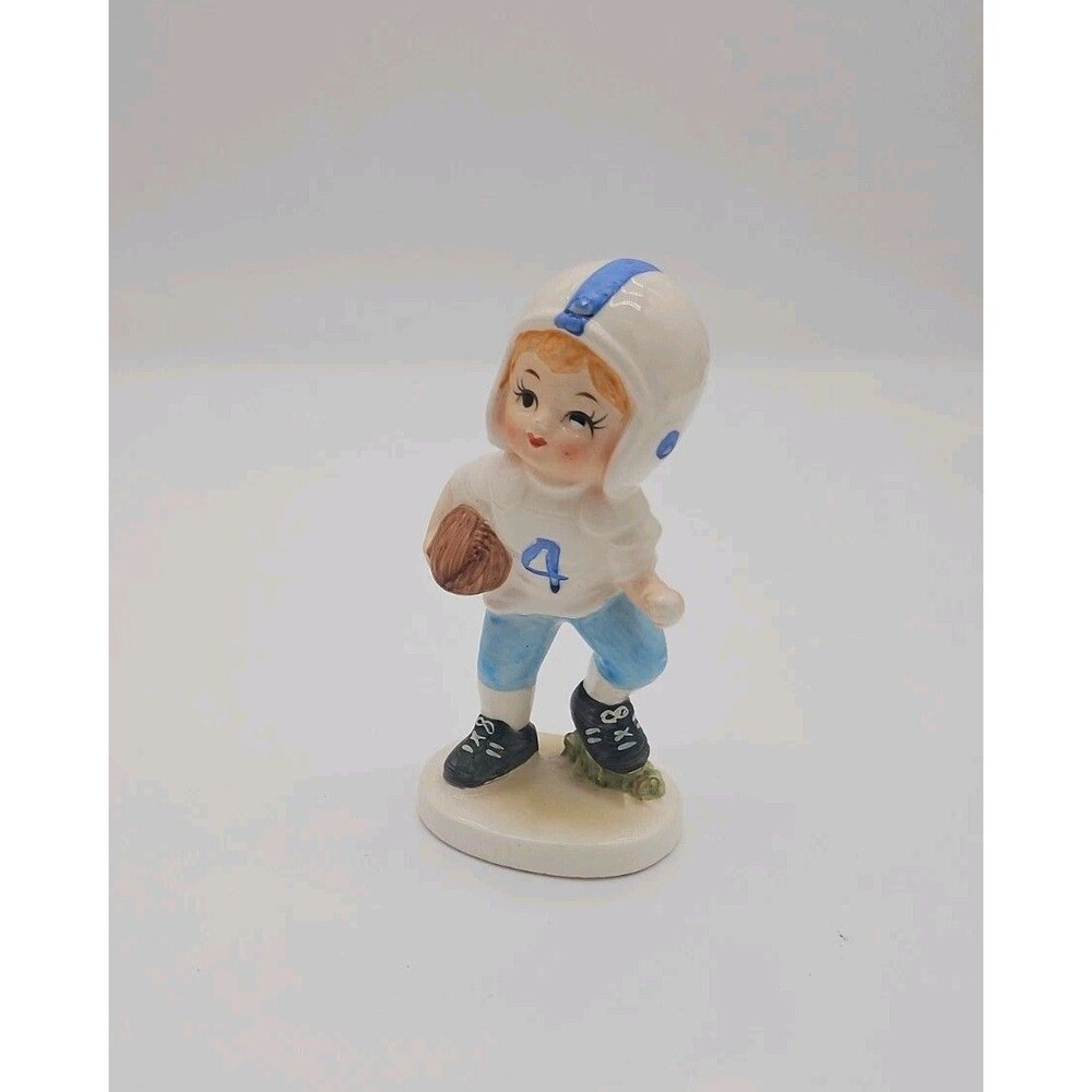 VTG Norcrest #4 Football Player Figurine 4.5" Japan Blue Rare